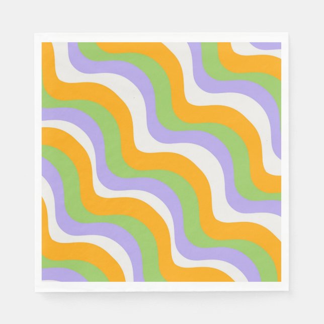 Retro Wave Groovy Curl Layer Abstract Y2k Pattern Napkins (Front)