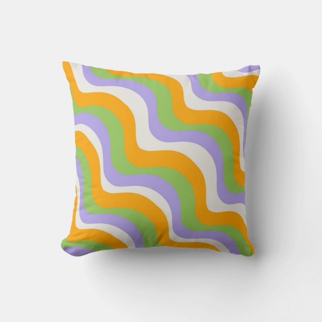 Retro Wave Groovy Curl Layer Abstract Y2k Pattern Throw Pillow (Front)