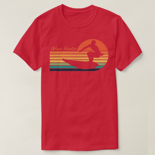Retro Wave Hunter Surfer Surfing Surf 1 T-Shirt (Design Front)