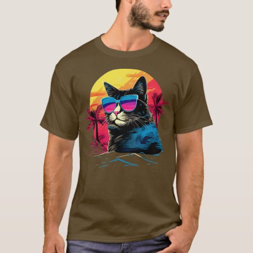 Retro Wave Japanese Bobtail Cat Shirt
