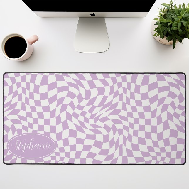  Retro Wave: Modern Wavy Purple Checkerboard Desk Mat (Creator Uploaded)
