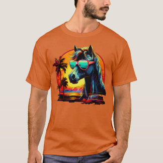 Retro Wave Mustang Horse T-Shirt