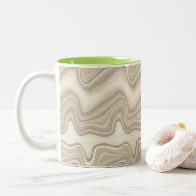 retro wave neutral Two-Tone coffee mug (With Donut)