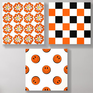 Retro Wave Pattern Art Set Acrylic Photo Tile