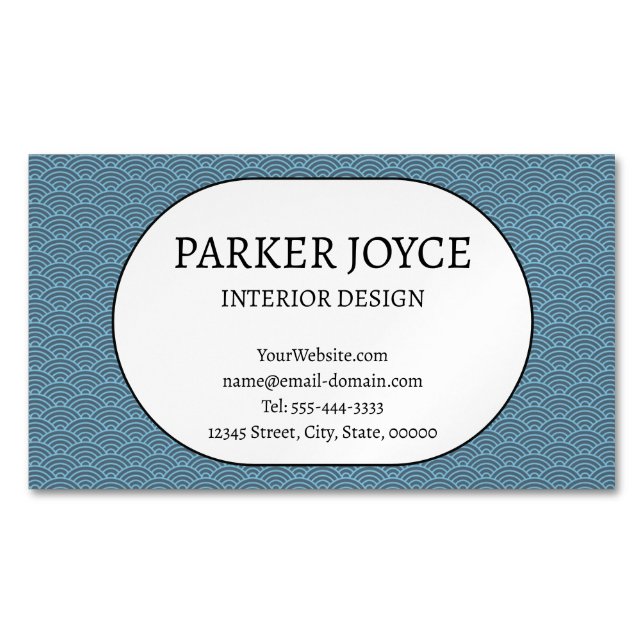 Retro Wave Pattern Interior Designer  Business Card Magnet (Front)