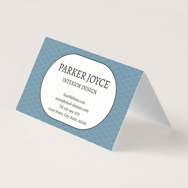 Retro Wave Pattern Interior Designer Folded Business Card (Front)