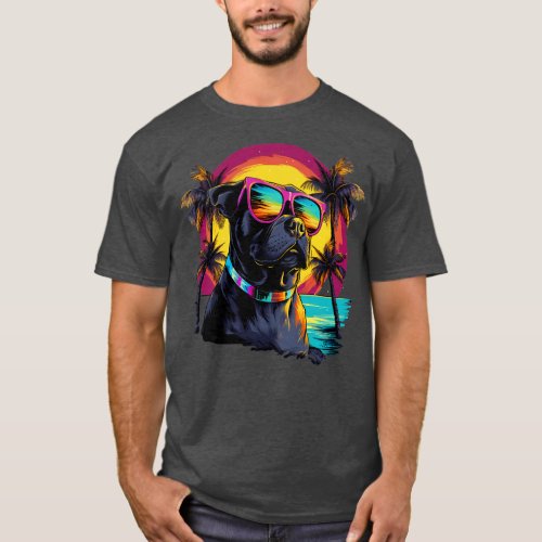 Retro Wave Pitbull Terrier Dog Shirt