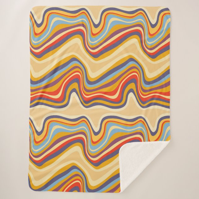 retro wave seaside sherpa blanket (Front)