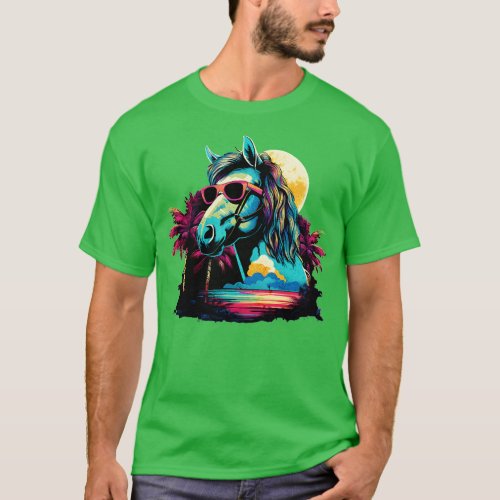 Retro Wave Shire Horse T_Shirt