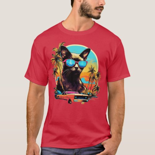 Retro Wave Siamese Cat Shirt
