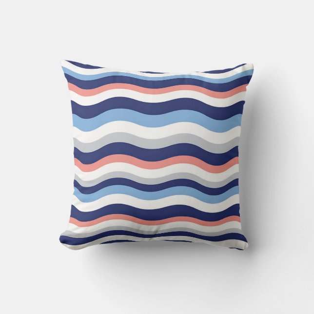 Retro Wave Stripes Pattern Throw Pillow (Front)