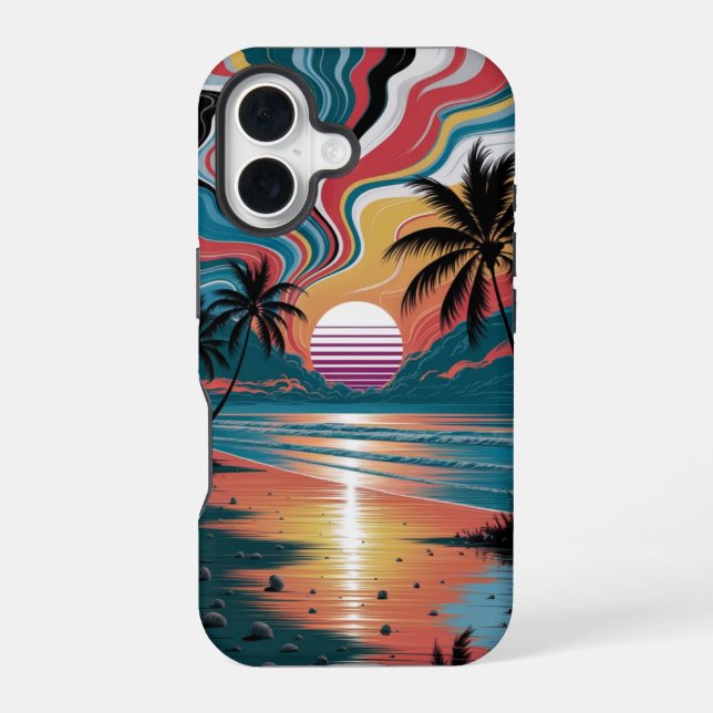 Retro Wave Sunset Iphone Case (Back)