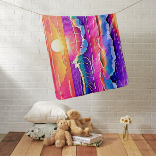 Retro Wave Sunset Serenity Baby Blanket