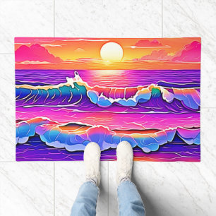 Retro Wave Sunset Serenity Doormat