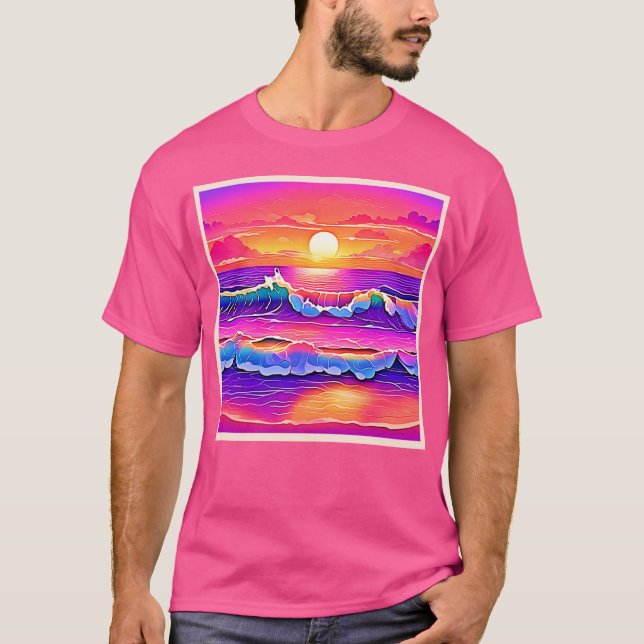 Retro Wave Sunset Serenity T-Shirt (Front)
