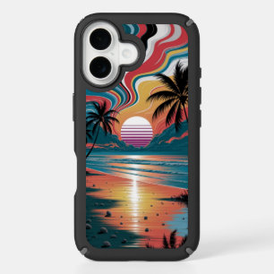Retro Wave Sunset iPhone 16 Case