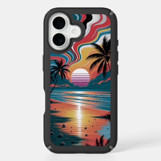 Retro Wave Sunset Speck iPhone Case (Front)