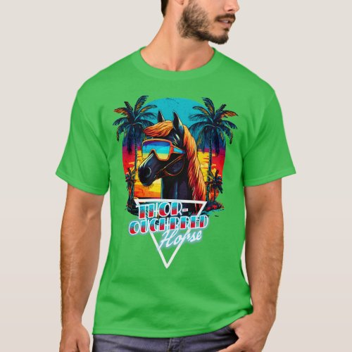 Retro Wave Thoroughbred Miami Horse T_Shirt