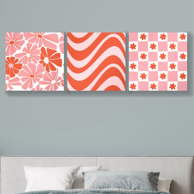 Retro Wave Wall Art Trio Acrylic Photo Tile (Bedroom)