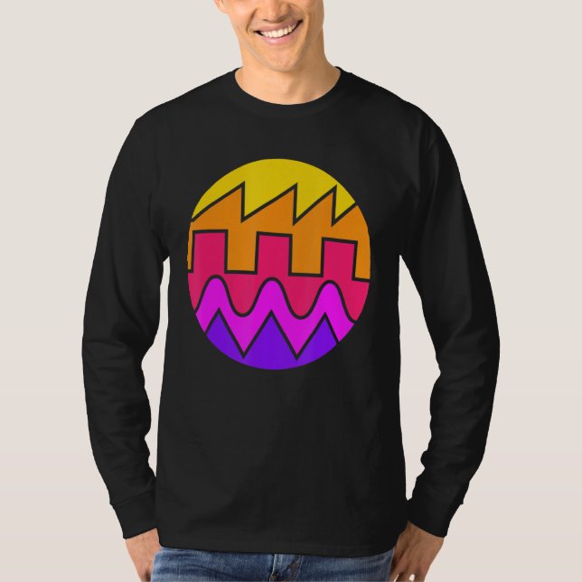 Retro Waveform Synthesizer Sound Wave Electronic M T-Shirt (Front)