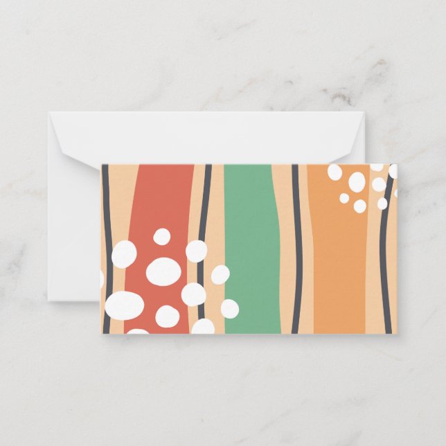 Retro waves abstract art, boho line design note card (Front)
