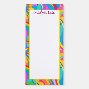 Retro waves Abstract colorful doodle Kitchen List Magnetic Notepad