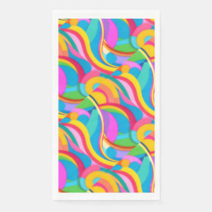 Retro waves Abstract colorful doodle Paper Guest Towels