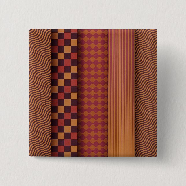 Retro Waves and Geometric Midcentury Pattern Button (Front)