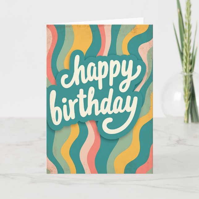Retro Waves Birthday Card (Front)