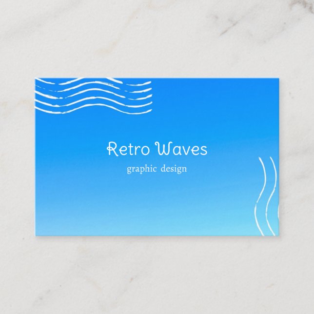 Retro  Waves -blue gradient Business Card (Front)