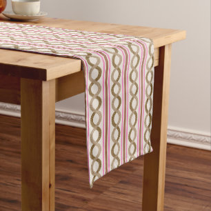 Retro Waves brown & pink passementerie Long Table Runner