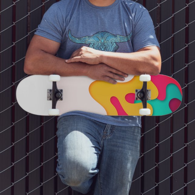 Retro Waves Colored Layers Skateboard (Outdoor 3)