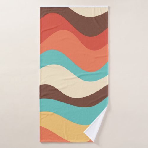 Retro Waves Muted Colors Bath Towel
