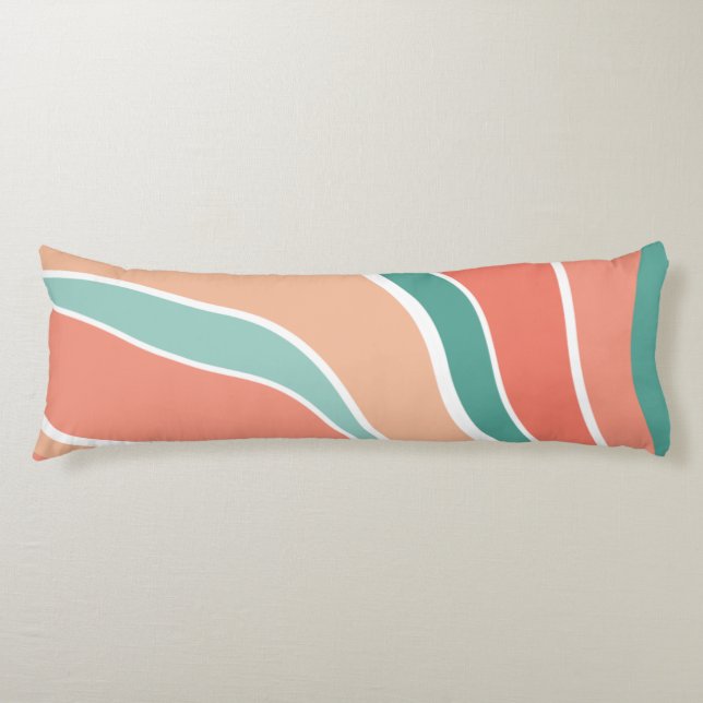 Retro Waves - Orange and Green Body Pillow (Front)