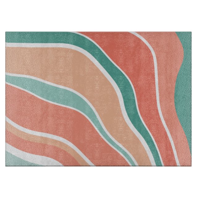 Retro Waves - Orange and Green Cutting Board (Front)