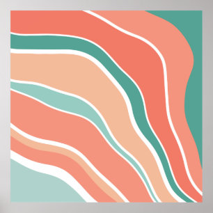 Retro Waves - Orange and Green Poster