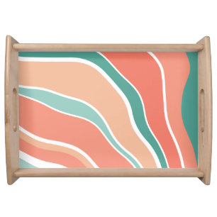 Retro Waves - Orange and Green Serving Tray