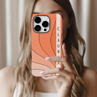 Retro Waves Personal Name Peach Phone Cover