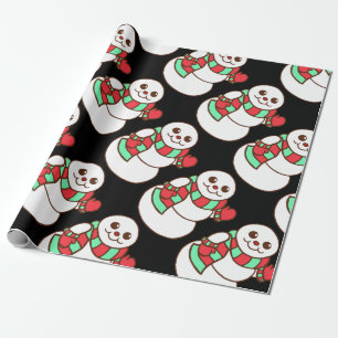 Retro Waving Snowman Wrapping Paper