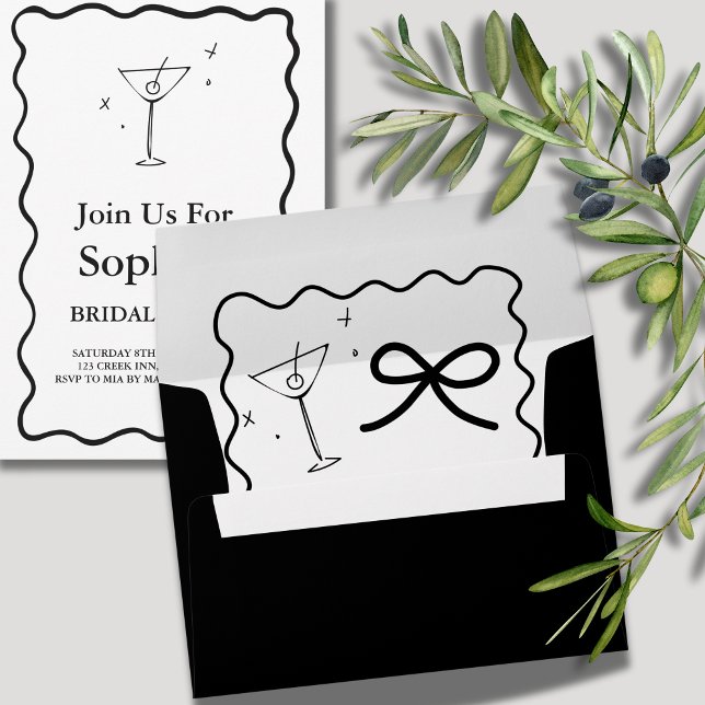 Retro Wavy 5x7 Envelope Matching Martini Glass  (Creator Uploaded)