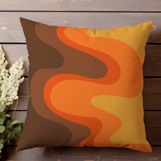 Retro Wavy Abstract II Throw Pillow (Creator Uploaded)