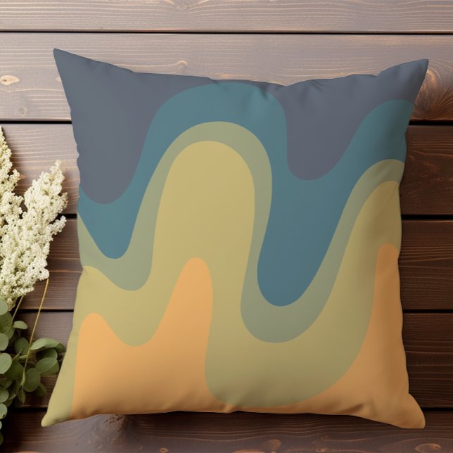 Retro Wavy Abstract III Throw Pillow (Creator Uploaded)