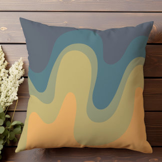 Retro Wavy Abstract III Throw Pillow