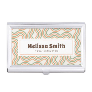 Retro Wavy Abstract Pattern Business Card Case
