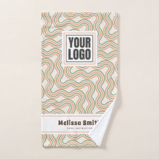 Retro Wavy Abstract Pattern Custom Hand Towel