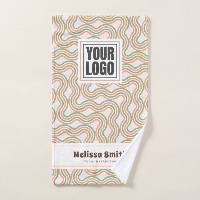 Retro Wavy Abstract Pattern Custom Hand Towel (Hand Towel)