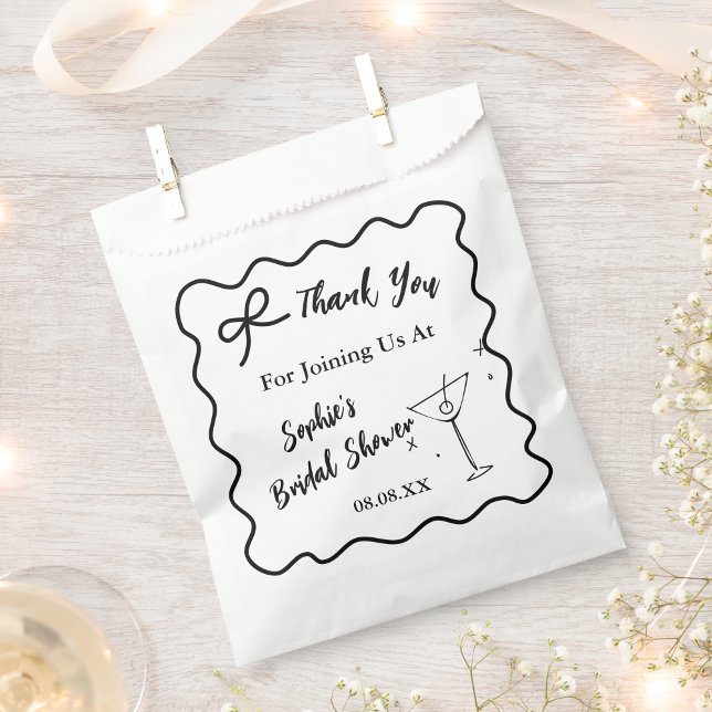 Retro Wavy Bridal Shower Favor Bag – Martini Glass (Creator Uploaded)