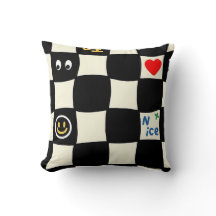 Retro Wavy Checkerboard Pattern with Doodle Icons
