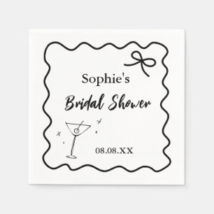 Retro Wavy Cocktail Napkins – Martini Glass 