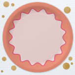 Retro Wavy Curve Border Blush Pink Peach Paper Plates<br><div class="desc">Featuring a fun retro wavy border design in modern blush and hot pink and orange.</div>
